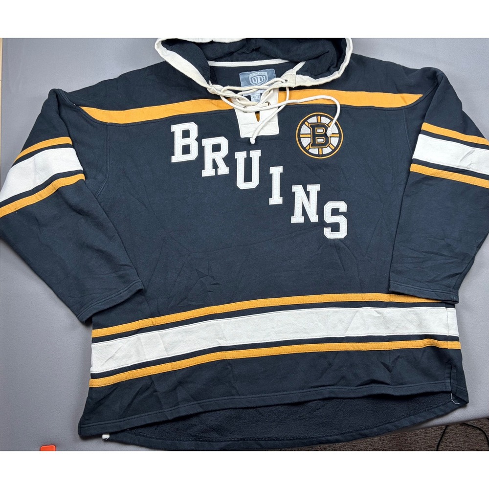 Old Time Hockey Boston Bruins Hoodie XXL Black Yellow Lace Up Causeway NHL